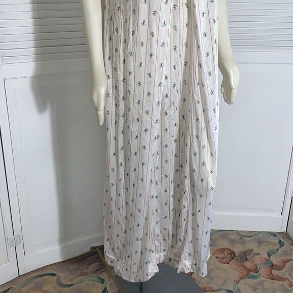 Vintage Sears Slip Dress Nylon Shiny Nightgown Lingerie Floral Stripe Size Small - Picture 5 of 15